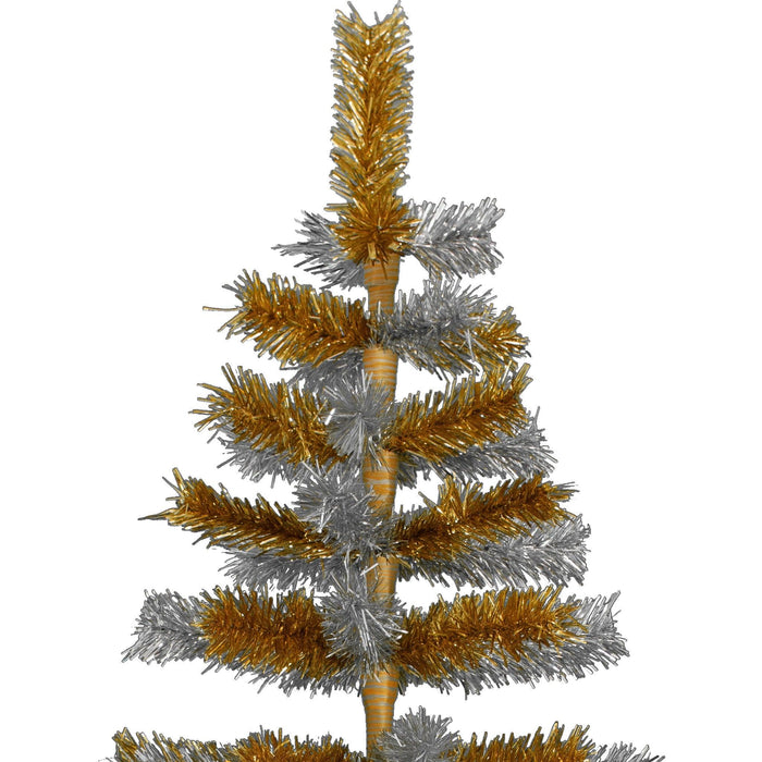 Orange & Silver Mixed Tinsel Christmas Tree