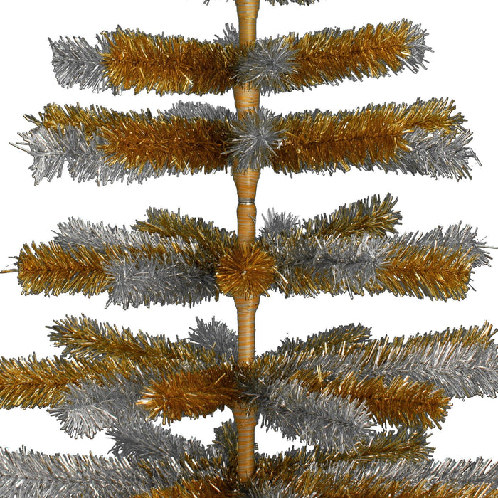 Orange & Silver Mixed Tinsel Christmas Tree