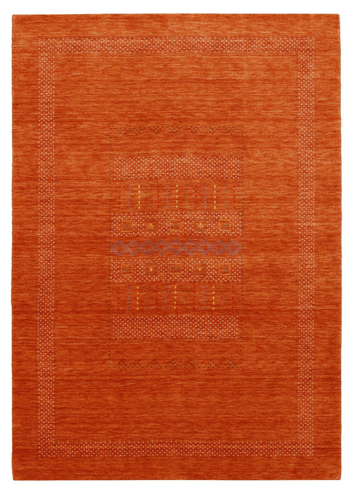Orange And White Modern Design Hand Loomed Wool Area Rug