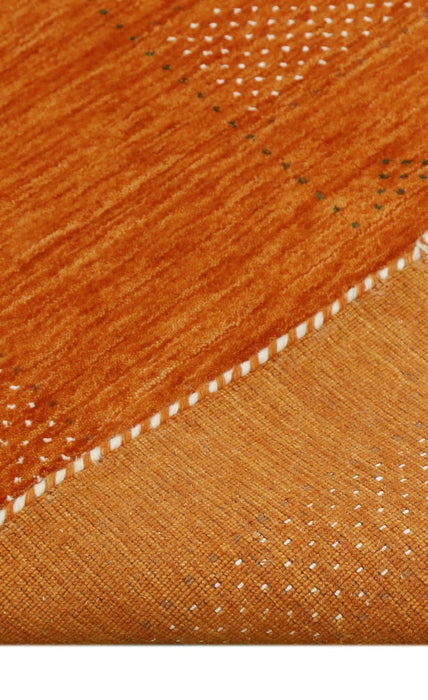 Orange And White Modern Design Hand Loomed Wool Area Rug