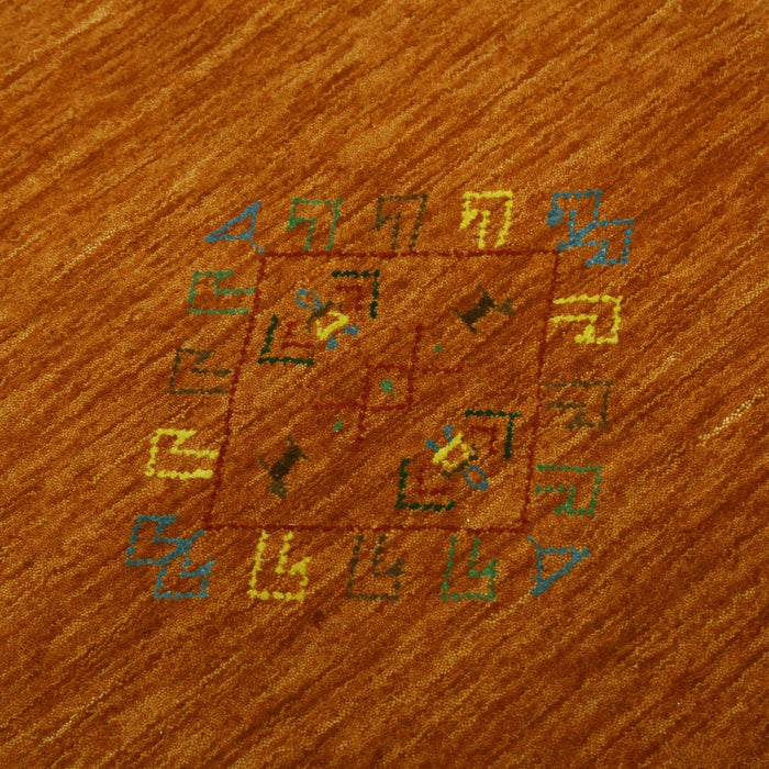 Orange Center Pattern Hand Loomed Wool Area Rug