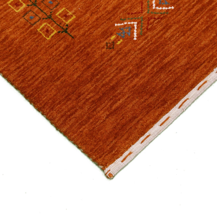 Orange Center Pattern Hand Loomed Wool Area Rug