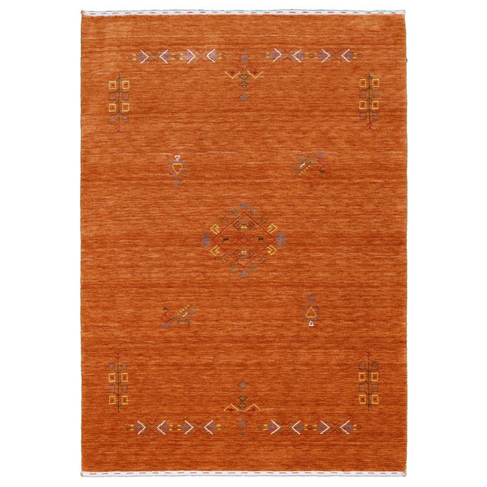 Orange Center Pattern Hand Loomed Wool Area Rug