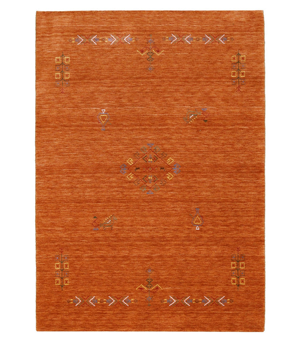 Orange Center Pattern Hand Loomed Wool Area Rug