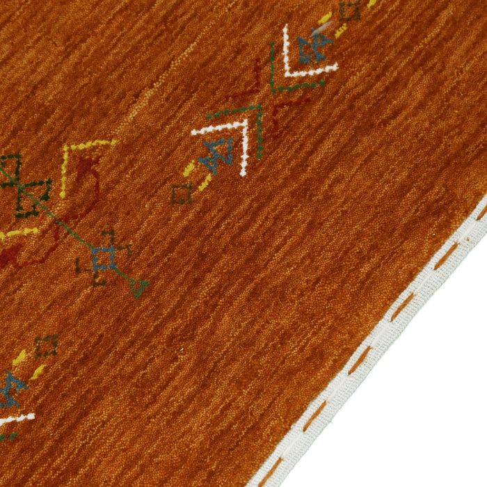 Orange Center Pattern Hand Loomed Wool Area Rug