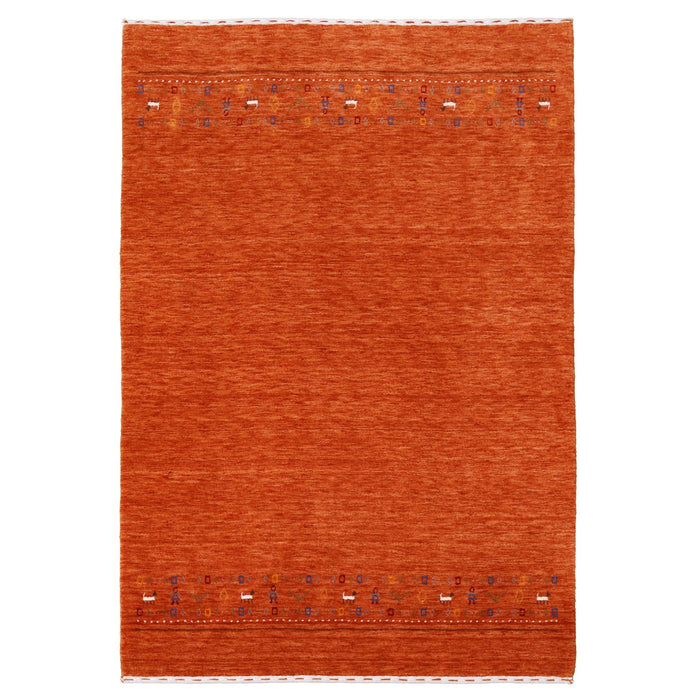 Orange Contemporary Design Hand Loomed Wool Area Rug