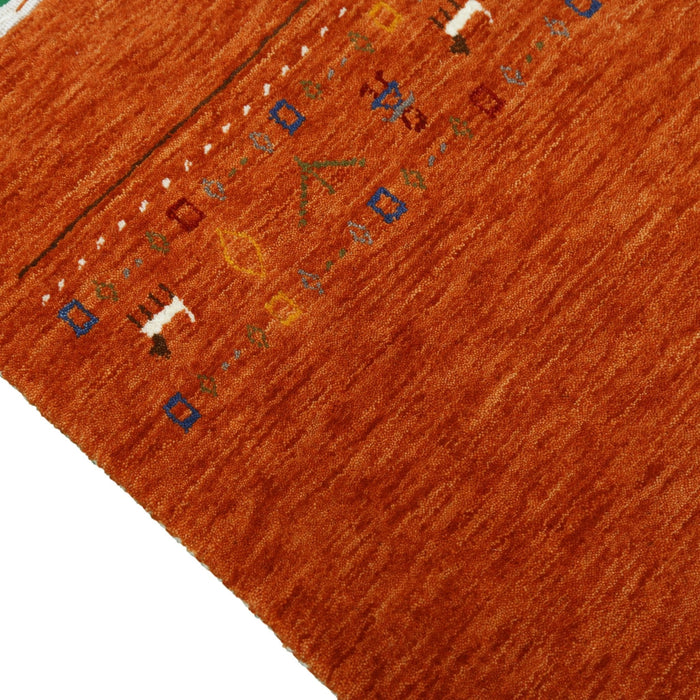 Orange Contemporary Design Hand Loomed Wool Area Rug