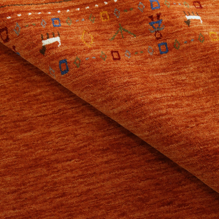 Orange Contemporary Design Hand Loomed Wool Area Rug