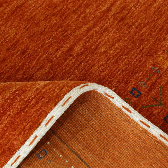 Orange Contemporary Design Hand Loomed Wool Area Rug