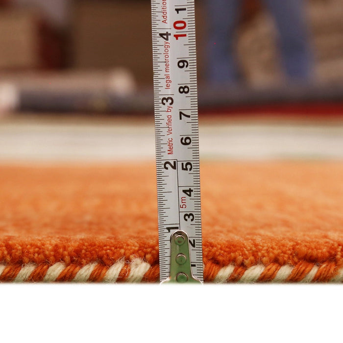 Orange Contemporary Design Hand Loomed Wool Area Rug
