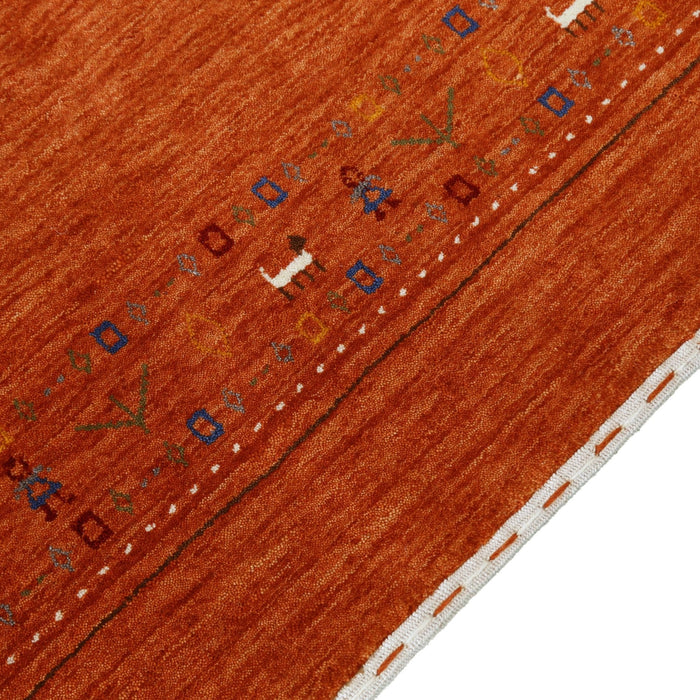 Orange Contemporary Design Hand Loomed Wool Area Rug