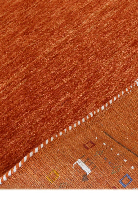 Orange Contemporary Design Hand Loomed Wool Area Rug