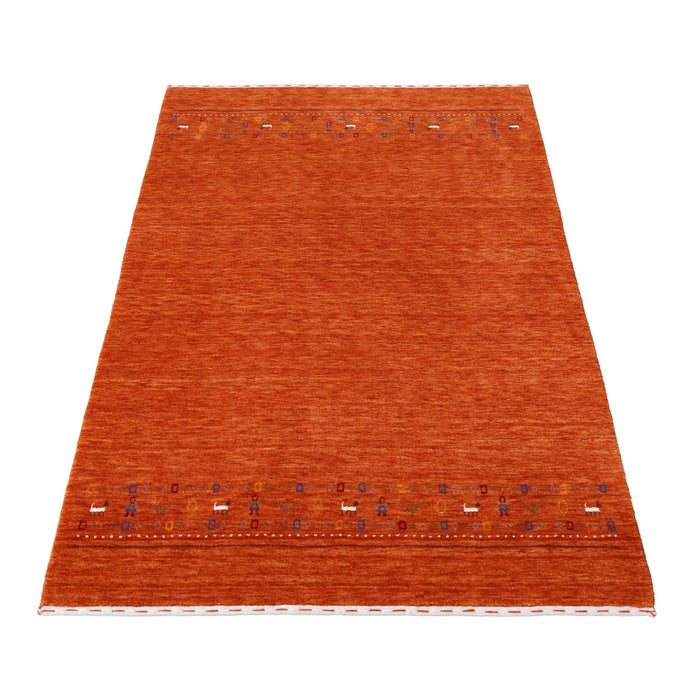 Orange Contemporary Design Hand Loomed Wool Area Rug