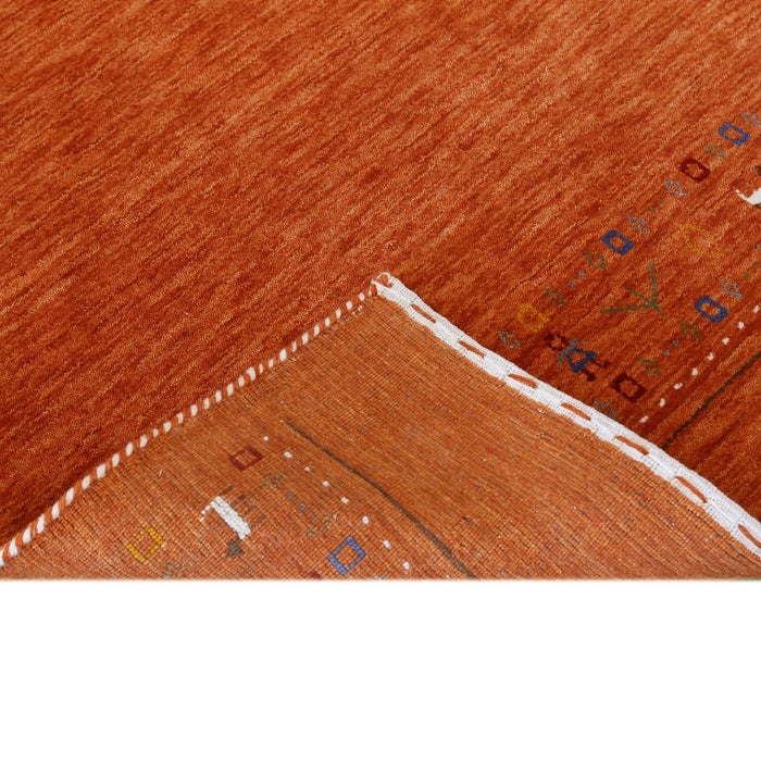 Orange Contemporary Design Hand Loomed Wool Area Rug