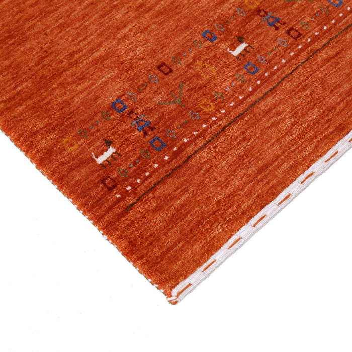 Orange Contemporary Design Hand Loomed Wool Area Rug