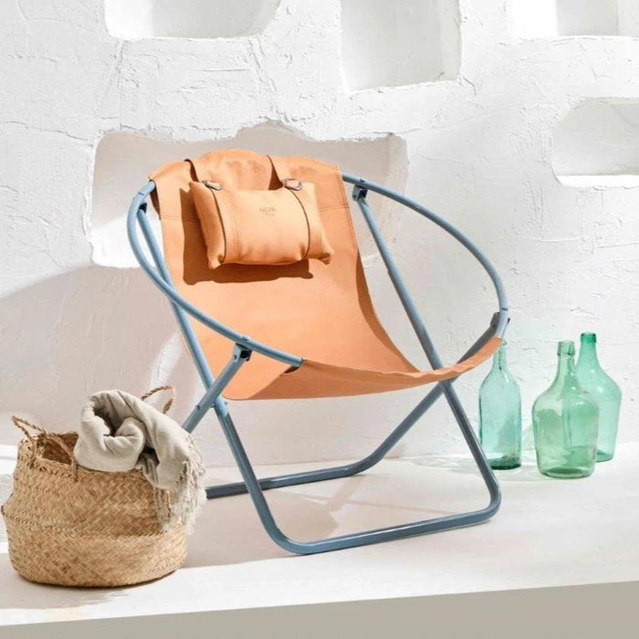 Faux Leather Folding Chair Metal Frame Orange