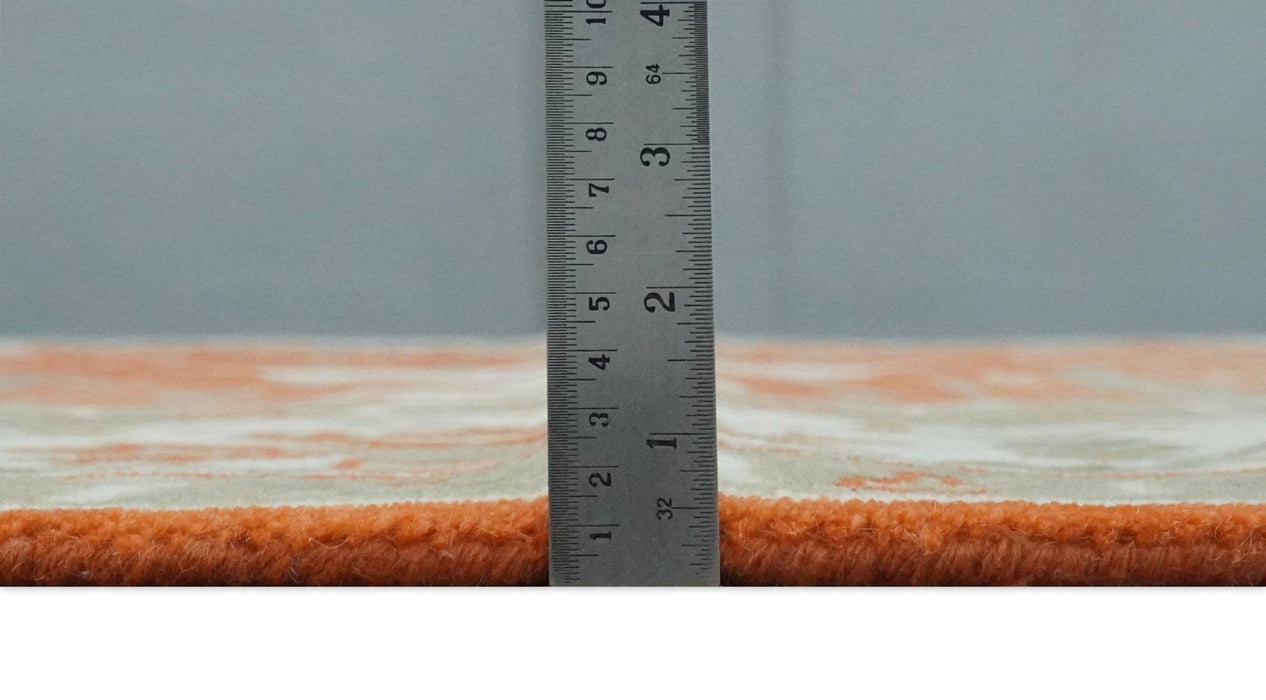 Orange, Ivory and Olive Hand knotted Oriental Oushak Multi Size wool Area Rug