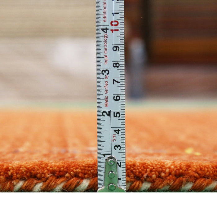 Orange Modern Geometrical Tribal Border Hand Loomed Wool Area Rug