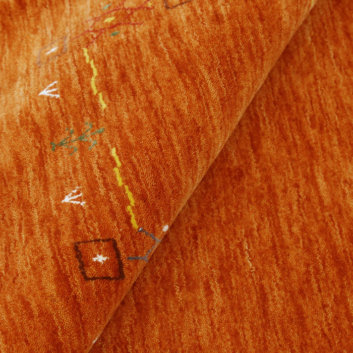 Orange Modern Geometrical Tribal Border Hand Loomed Wool Area Rug