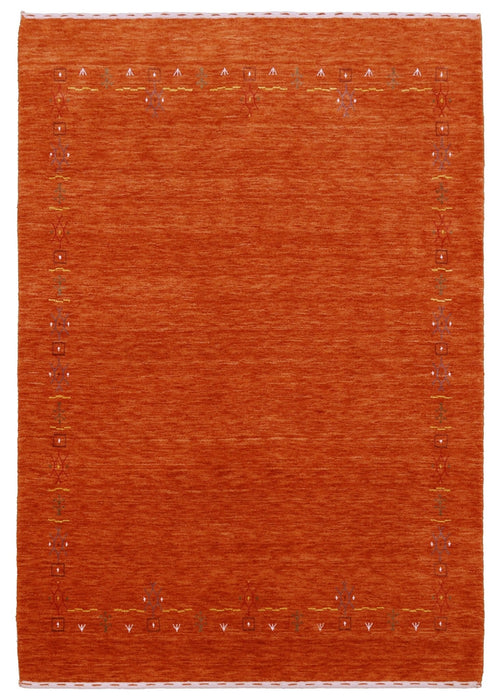 Orange Modern Geometrical Tribal Border Hand Loomed Wool Area Rug