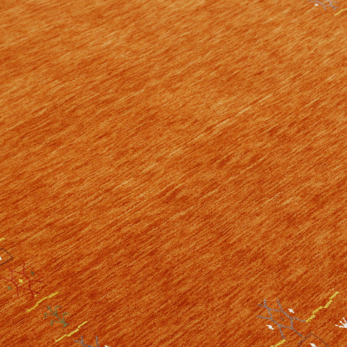 Orange Modern Geometrical Tribal Border Hand Loomed Wool Area Rug