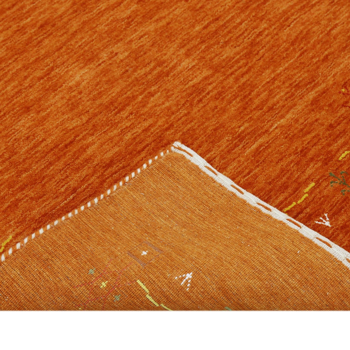 Orange Modern Geometrical Tribal Border Hand Loomed Wool Area Rug