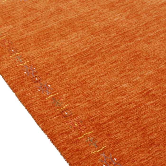 Orange Modern Geometrical Tribal Border Hand Loomed Wool Area Rug