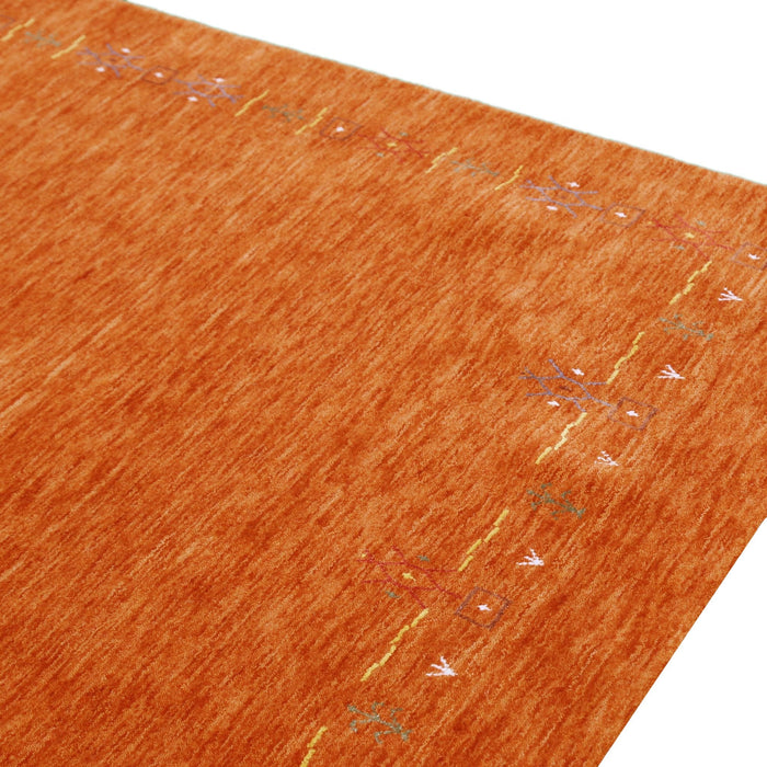 Orange Modern Geometrical Tribal Border Hand Loomed Wool Area Rug