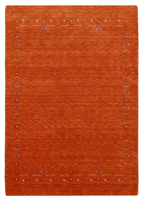 Orange Modern Geometrical Tribal Border Hand Loomed Wool Area Rug