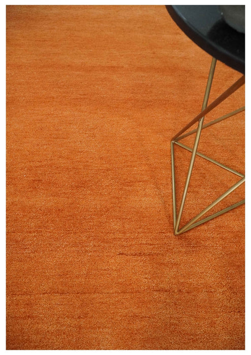 Orange Rust Solid Woolen Hand Tufted 8x10 contemporary area Rug