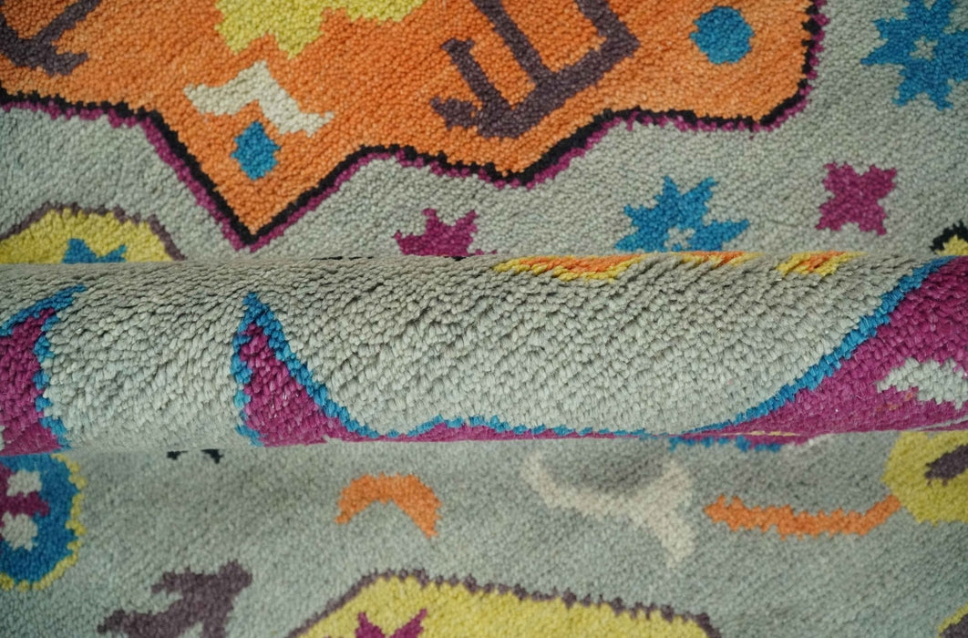 Orange, Silver and Mustard Traditional Mamluk Design Medallion Multi Size wool Area Rug