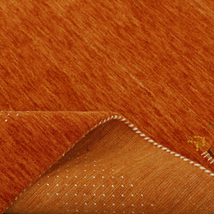 Orange Solid ground with Border Pattern Loomed Wool Area Rug