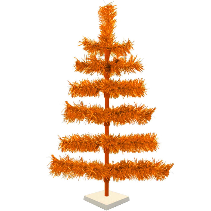 Metallic Orange Tinsel Christmas Tree