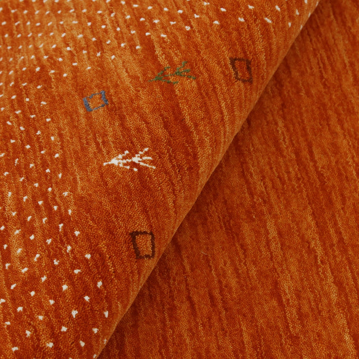 Orange Tribal Gabbeh Border Design Hand Loomed Wool Area Rug
