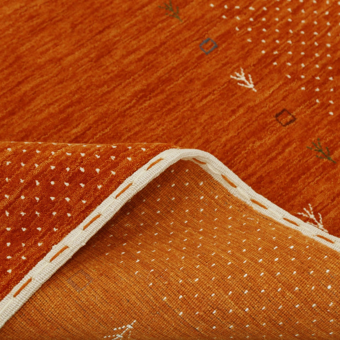 Orange Tribal Gabbeh Border Design Hand Loomed Wool Area Rug