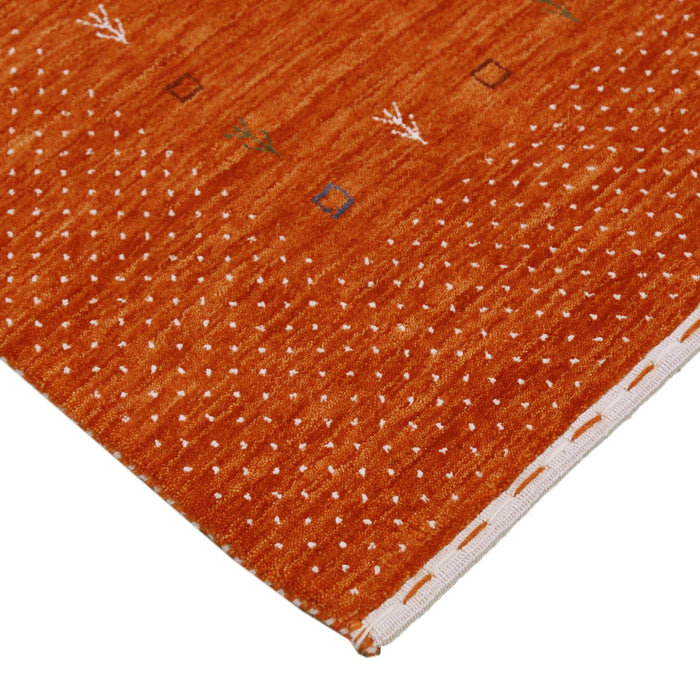 Orange Tribal Gabbeh Border Design Hand Loomed Wool Area Rug