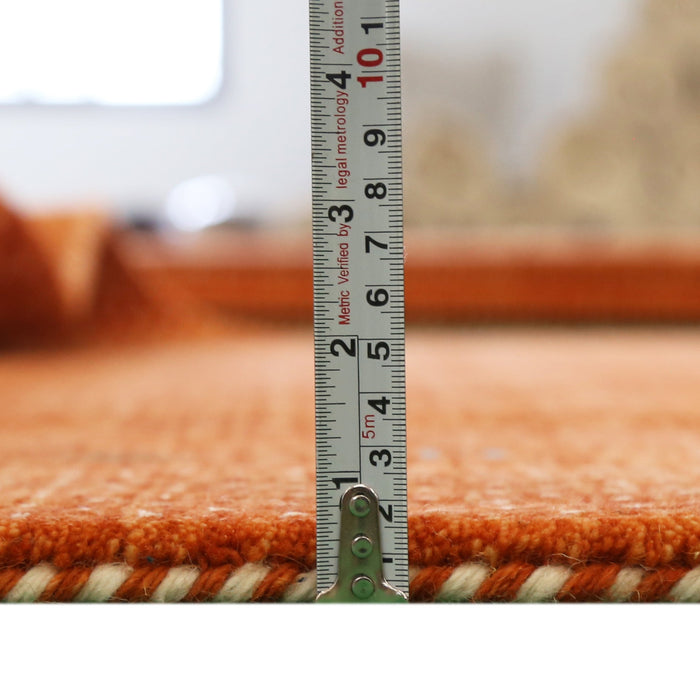 Orange Tribal Gabbeh Border Design Hand Loomed Wool Area Rug