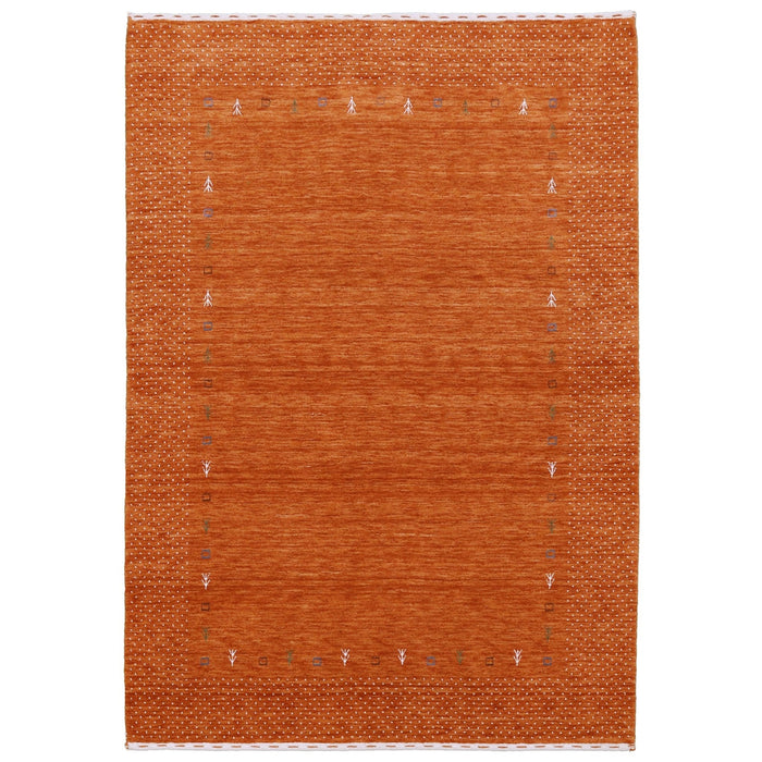 Orange Tribal Gabbeh Border Design Hand Loomed Wool Area Rug