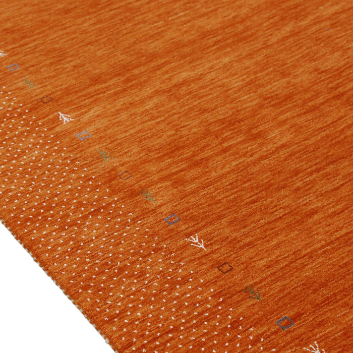 Orange Tribal Gabbeh Border Design Hand Loomed Wool Area Rug
