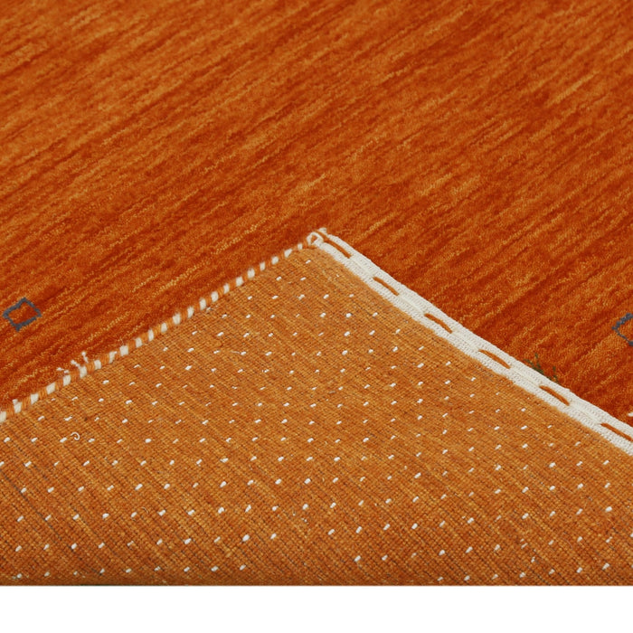 Orange Tribal Gabbeh Border Design Hand Loomed Wool Area Rug