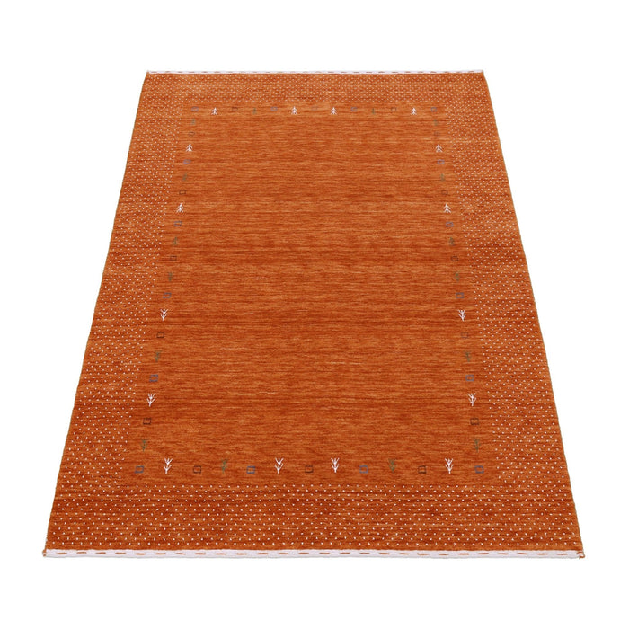 Orange Tribal Gabbeh Border Design Hand Loomed Wool Area Rug