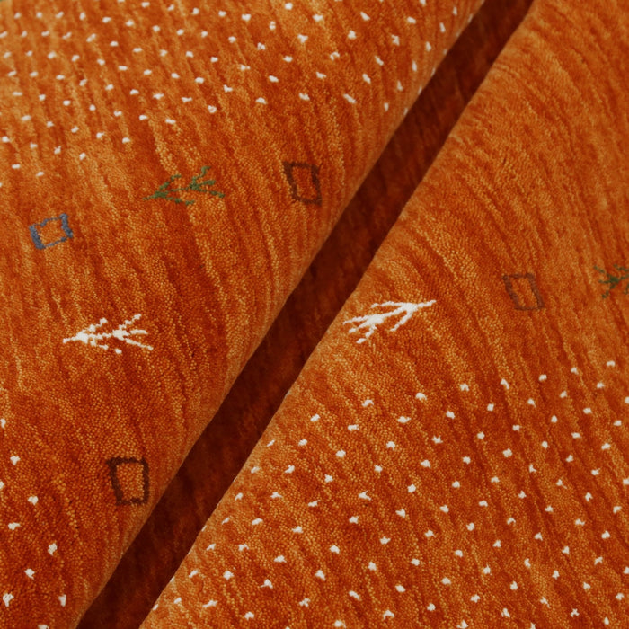 Orange Tribal Gabbeh Border Design Hand Loomed Wool Area Rug