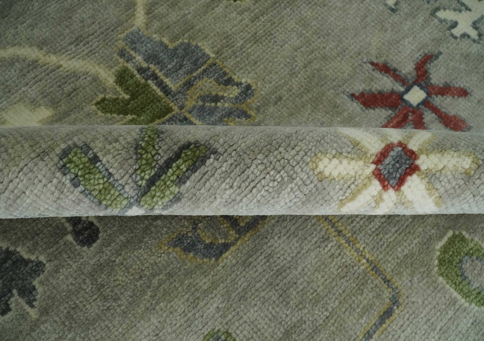 Oushak 9x12 Hand Knotted Olive and Charcoal Traditional Wool Rug