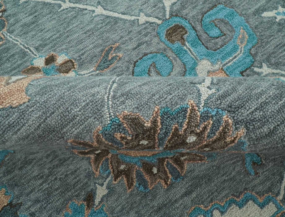 Oushak Design Gray, Blue And Brown Hand Tufted Custom Made wool rug