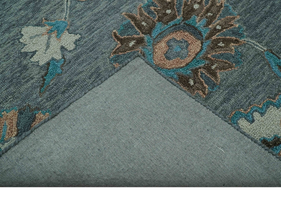 Oushak Design Gray, Blue And Brown Hand Tufted Custom Made wool rug