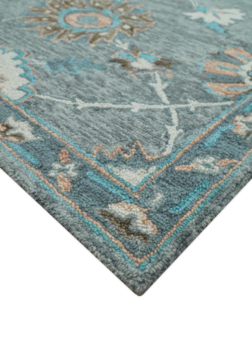 Oushak Design Gray, Blue And Brown Hand Tufted Custom Made wool rug