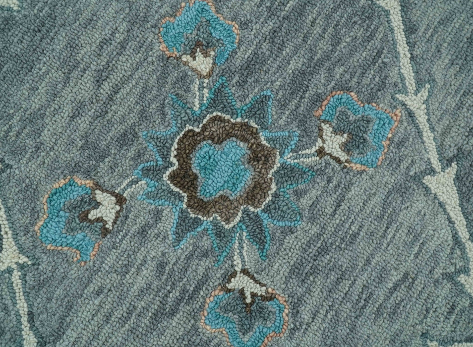 Oushak Design Gray, Blue And Brown Hand Tufted Custom Made wool rug