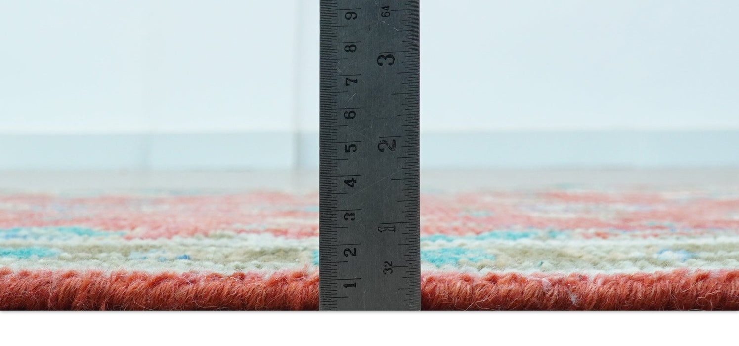 Oushak Design Red And Green 2.6x8 Hand knotted Wool Rug