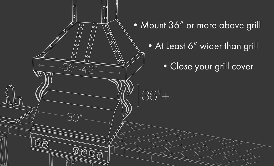 ZLINE 46 in. Width Outdoor Range Hood Insert (15 in. Depth), 695-304-46