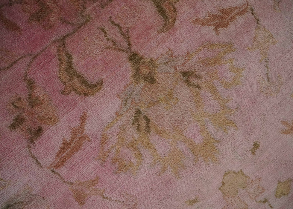 Overdyed 8x11 Hand Knotted Pink and Brown Traditional Oushak Wool Rug